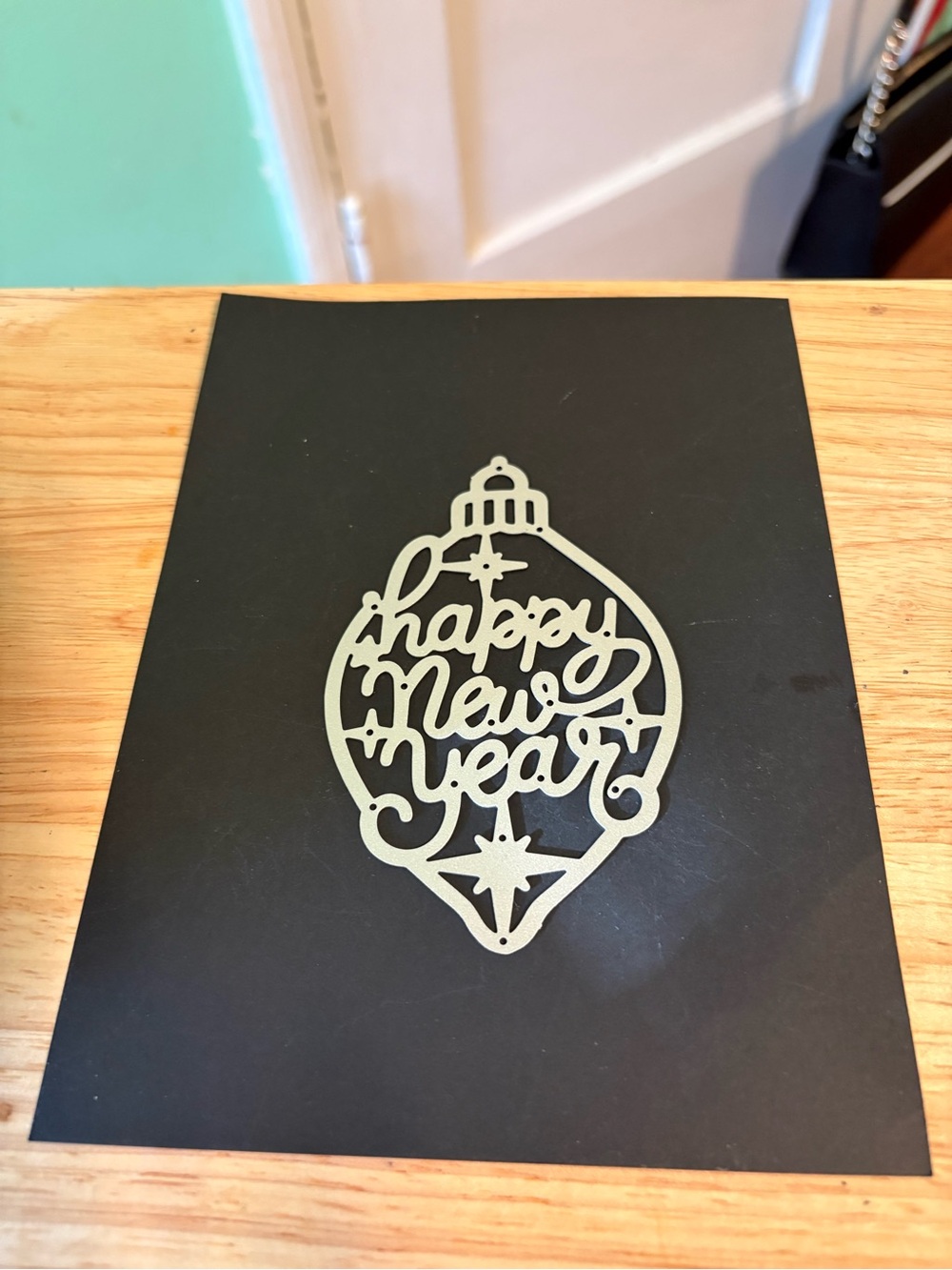 Happy New Year Ornament Die Cut - Metallic Silver